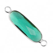 Kristallglas Zwischenstück lang Oval 29mm Green-silver